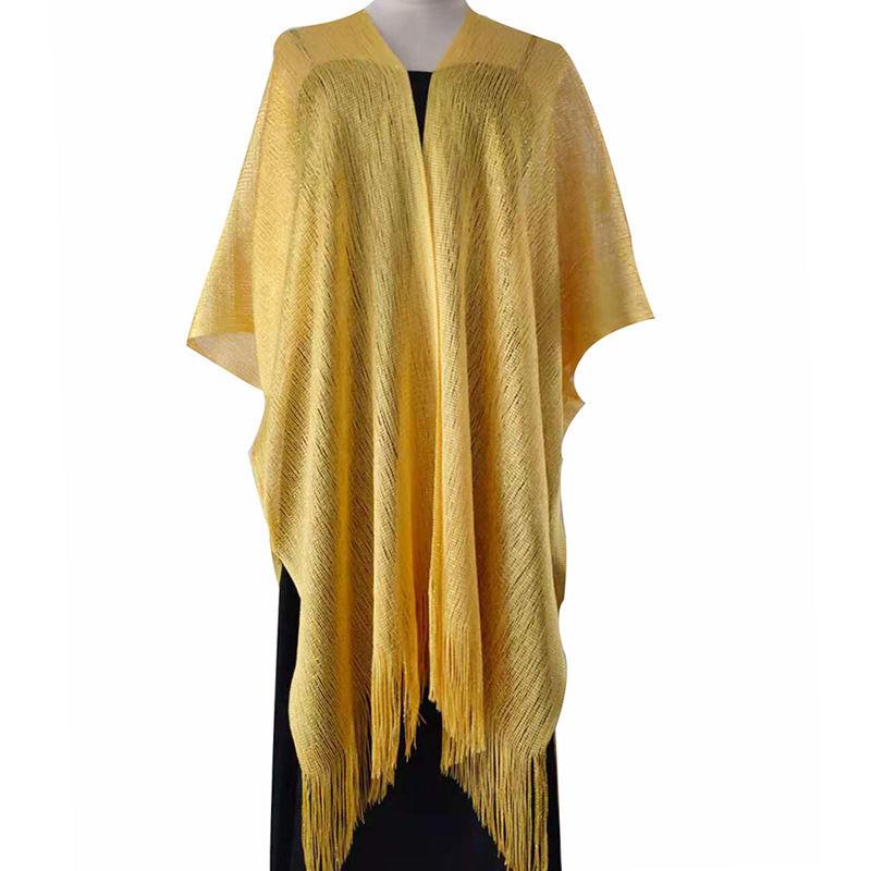 Bright Silk Shawl Fashion Gold and Shawl Flash Silver Silk Split Women Cheongsam Shawl