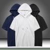 Men's All Cotton Hooded Solid Short Sleeve T-shirt