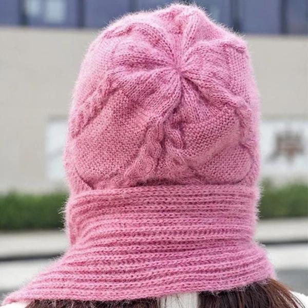 1Pc Integrated Ear Protection Windproof Cap and Scarf Knitting Thickening Hat Winter Pullover Hat Scarf