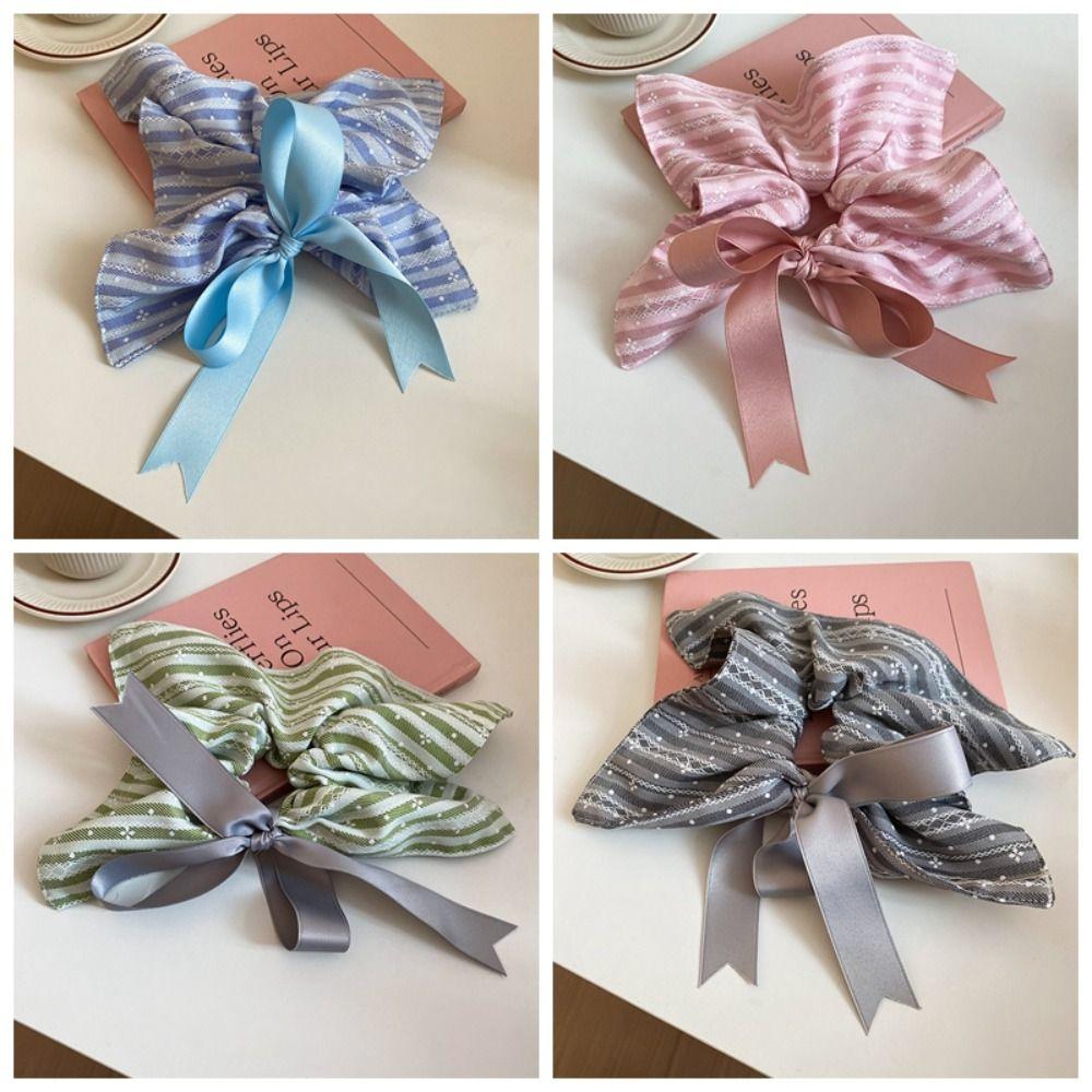 Elastic Plaid Silk Ribbon Scrunchies Korean Style Large Intestine Hair Ring Daily