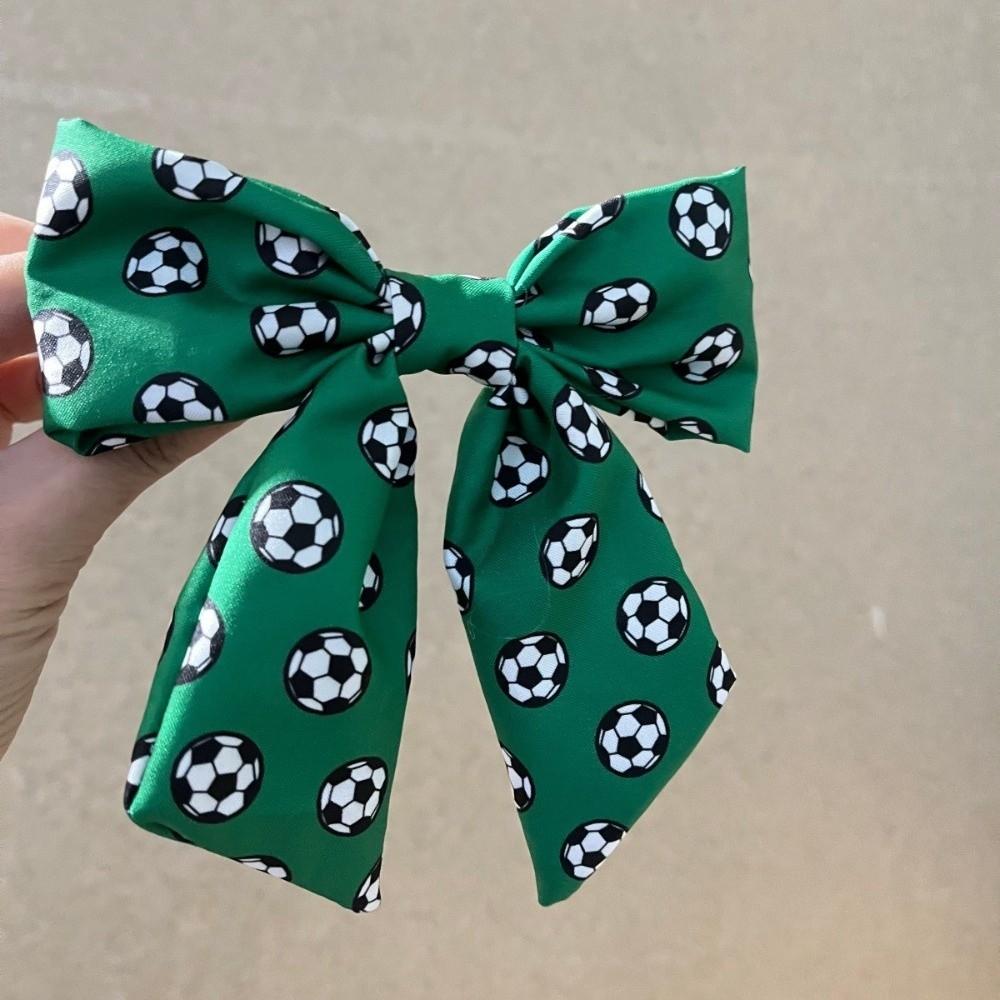 Trendy Colorful Football Pattern Bow Hair Clip Elastic Fashion Fashion Hair Accessories Cute Soft Fabric Ribbon Hair Rope Daily