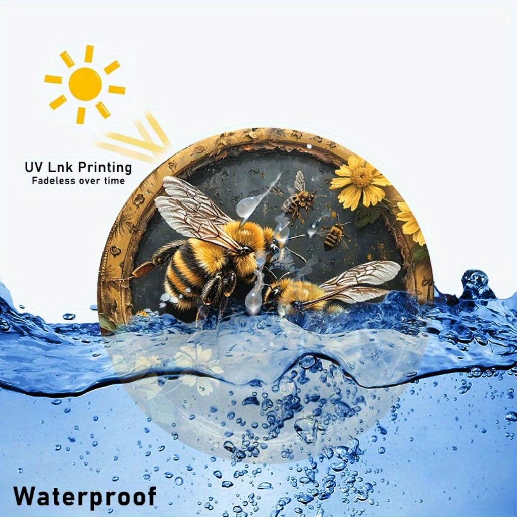 Алюминиевая табличка Ретро Весенний сад Пчелы Металлическая табличка Для улицы, помещения, ванной комнаты, офиса, бизнеса, Декор для мужской пещеры