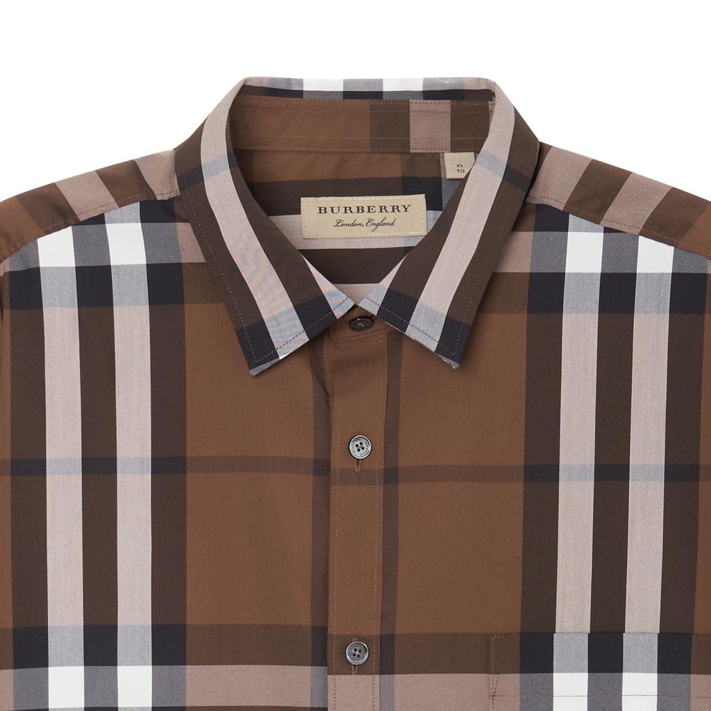 Burberry Check Stretch Cotton Poplin Shirt 80045351