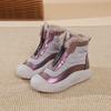 Women's 2024 Velvet High-Top Leather Boots: Warm Cotton Short Boots YB-98