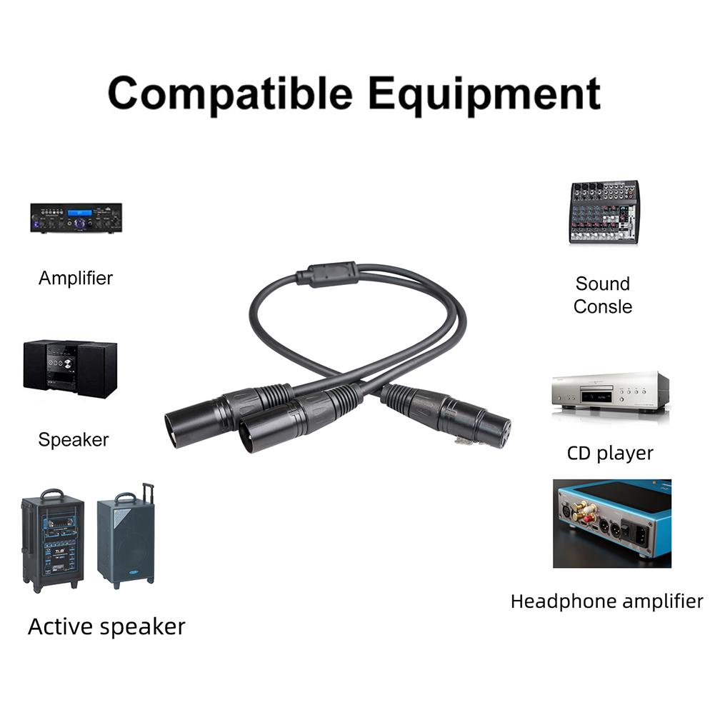 50cm 3Pin XLR Female To Dual XLR Male Y-Splitter Cable 3Pin XLR Splitter Female To 2 Male Cable Microphone Cable