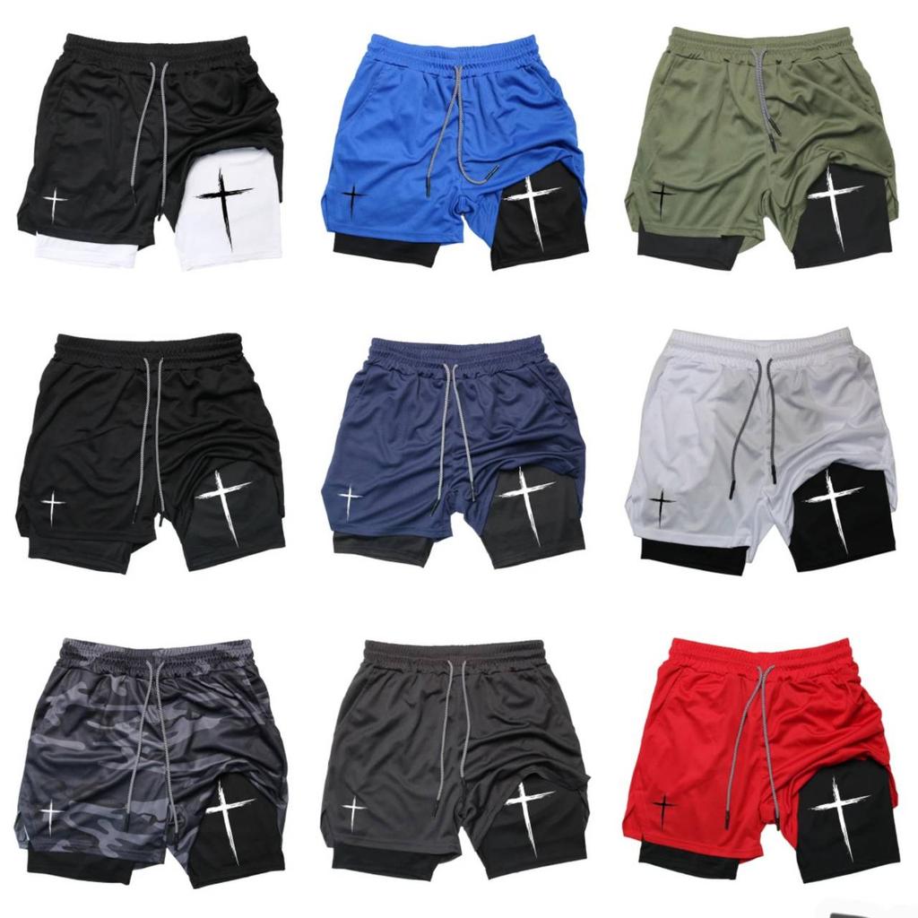 Cross Christian God Muay Thai Kick Boxing UFFC MMA Shorts Men Women Unisex Double Layer Quick Dry Breathable Training Sport Gym Fitness Workout