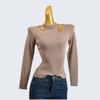 From Cupboard Spring and Autumn Round Neck Halterneck Bingqu Knitting Silm Long Sleeves Fake Two-Piece Cut Out Stylish Pullover Women's Clothing
