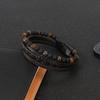 Natural Tiger Eye Stone Beaded Men's Bracelet Handmade Braided Multi-Layer Leather Bangle Fashion Jewelry