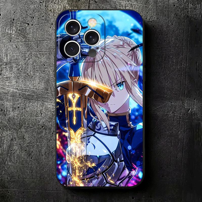 Чехол для телефона Fate Zero Stay Night Saber Мягкий Чехол-накладка для iPhone 16 16E 17 Air 15 Pro Max 14 Plus 13 Mini 11 12 7 Черный Задняя панель