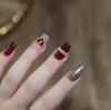 Чисто ручная работа Фототерапия Носимые Накладные Ногти Бургундский Любовь Носимые Ногти Готовый продукт Многоразовые Накладные Пластины
