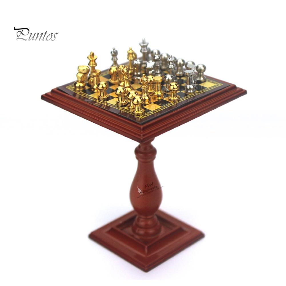 Puntos 1/6 1/12 Миниатюрный кукольный домик Магнитная шахматная доска Настольный набор Дети DIY Декор Игрушка