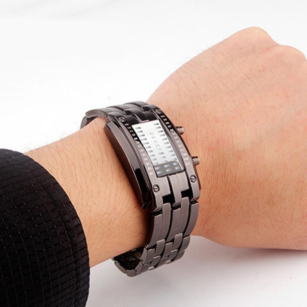 Binary Matrix Blue LED Digital Watch Men Women Cclassic Fashionable Future Technology Binary Watch