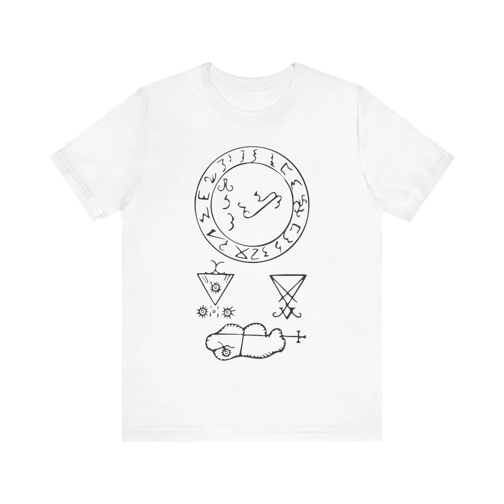 Футболка с полным сигилом Люцифера Сатаны, Дьявольская футболка, Футболка по демонологии, Черная магия, Оккультизм, Гримуар Веум, Унисекс, Джерси, Короткий рукав