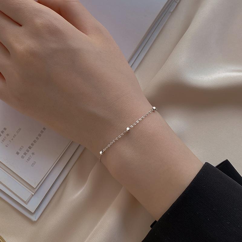 925 Sterling Silver Round Beads Bracelet Small Cute Accessories Female Simple Personality Exquisite Bracelet Student Jewelry
