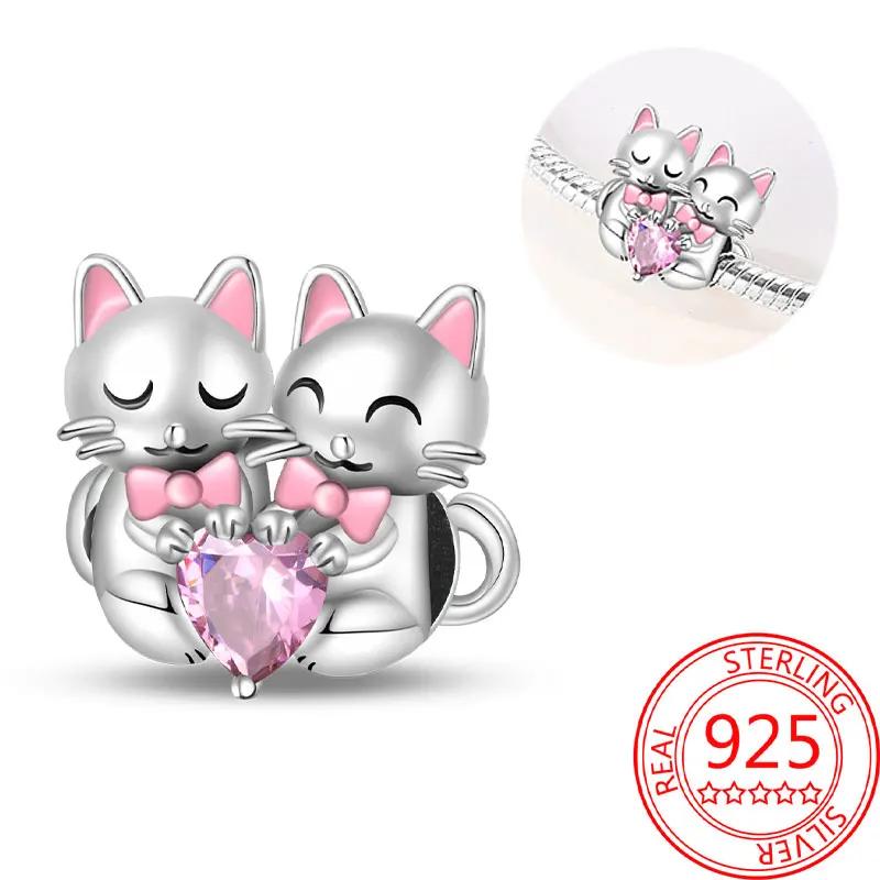 Exquisite Copper Little Monkey Embracing Red Heart Pendant Fit Bracelet Necklaces Party Pairing With Handmade Gifts