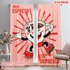 2pcs 2D Flat Printing Window Curtains More Espresso Less Depresso Polyester Without Electricity Seasonal Party & Holiday Decor