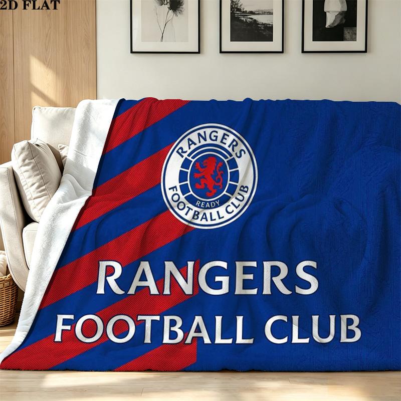 Rangers FC Print Flannel Blanket High Quality Warm Comfortable Cover for All Seasons Perfect for Gifts Home Decor