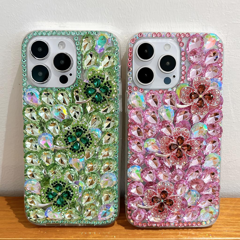 Блестящий стразы Клевер Цветок Кристалл Алмаз Блеск Искры Чехол Для Samsung Galaxy A57 A37 A56 A36 A26 A55 A35 A25 A54 A34 A24 A52 A72 4G 5G