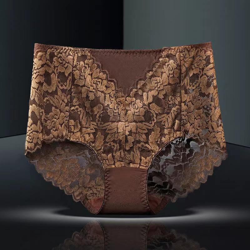 Ladies Sexy Mesh Panties High-waist Seamless Lace Underwear Briefs Transparent Silk Women Cotton Health Knickers Lingerie