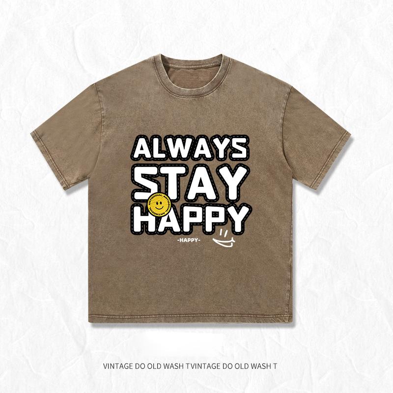 Men Women Summer Washed Vintage T-Shirts Street Hip Hop T Shirt Harajuku Casual Short Sleeve Wash Cotton Tee Tops