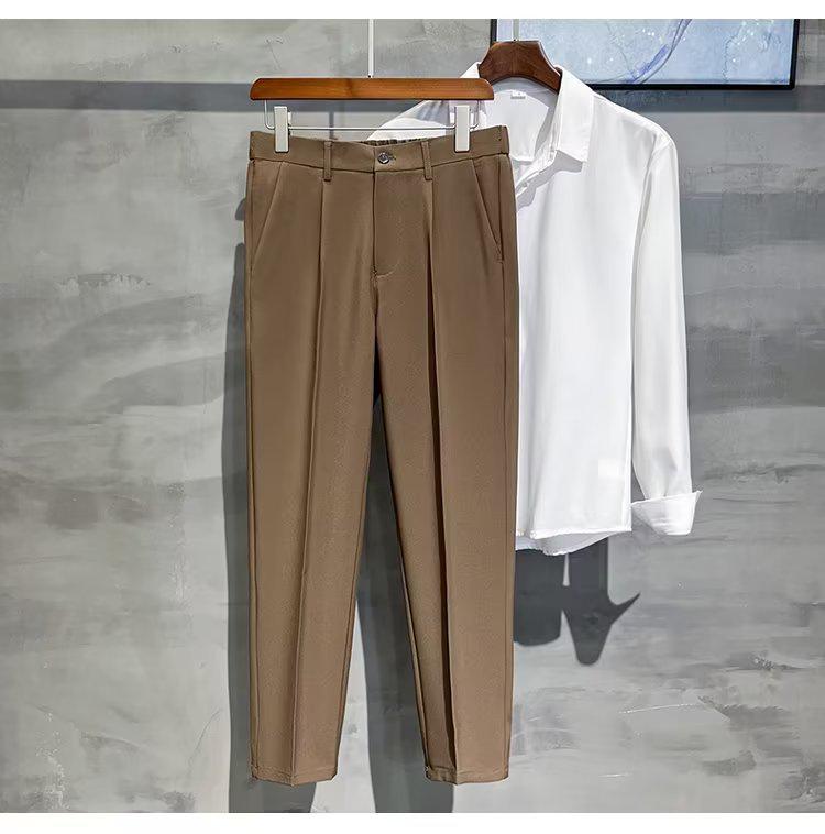 Черные мужские повседневные прямые брюки — модные, универсальные, свободного кроя для весны и осени 