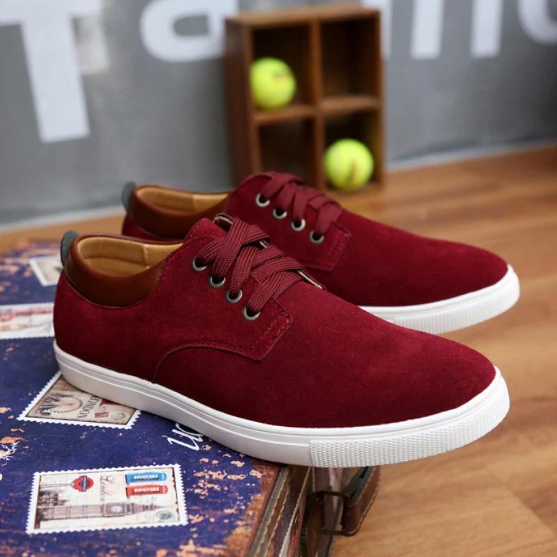 Men's Canvas Shoe Casual Suede Oversized Board Shoes Spring and Autumn Fashionable Solid Color Lace-up Sports Shoes Men's Shoes