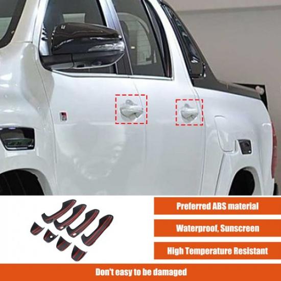 Carbon Fiber ABS Outer Door Handle Shell Cover Trim For Toyota Hilux 2015-2024