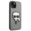 Etui do iPhone 14 Plus Karl Lagerfeld Saffiano Karl`s Head Srebrne