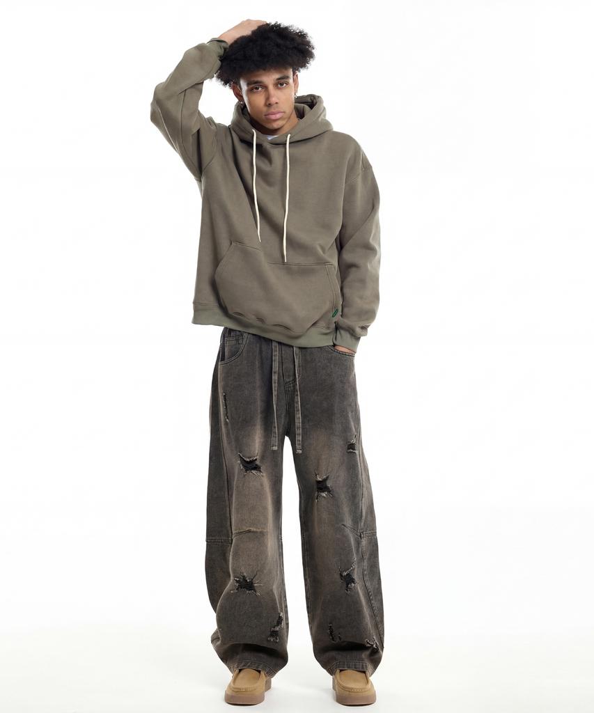 CREAM SODA LAB Distressed Wash Cut-Out Denim Pants Black