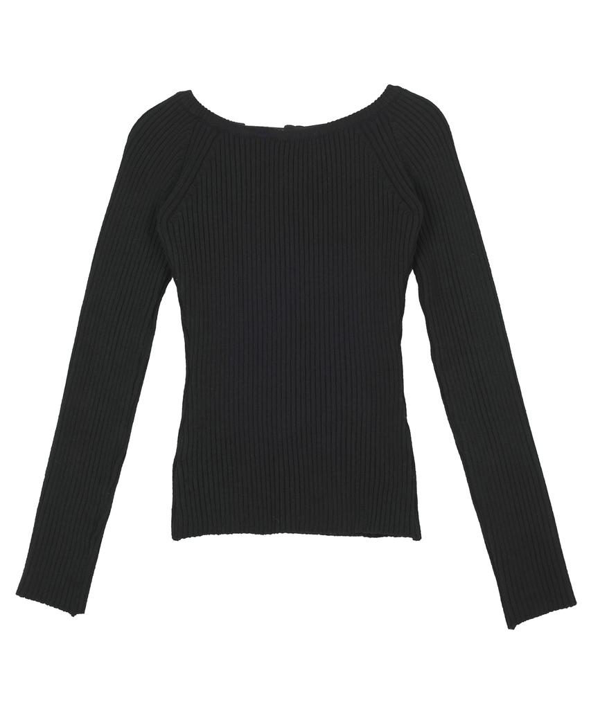 HARDCORE HAPPINESS V-Neck Open Tie Knit_Black
