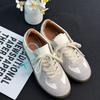 Color Matching Summer New Retro Round Head Lace-up Sneakers Women's Versatile Leather
