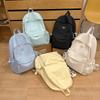 Solid Color Student Schoolbag Women's Large Capacity Backpack Travel Backpack