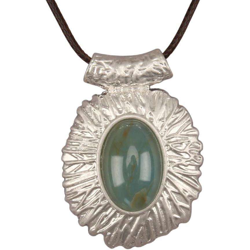Leather Necklace for Women Boho Choker Necklace Long Cord Leather Pendant Bohemian Neckalce Vintage Alloy Pendant Leather Rope Necklace Wooden