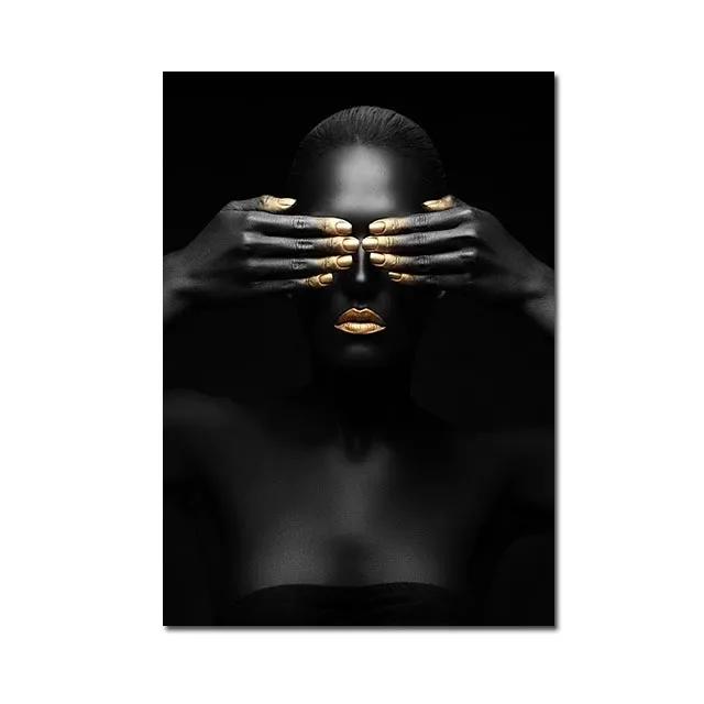 Африканские женщины Холст Живопись Черное Золото Женщина Постер и Принты Скандинавское Настенное Искусство Картина для Домашнего Декора Гостиная Фреска