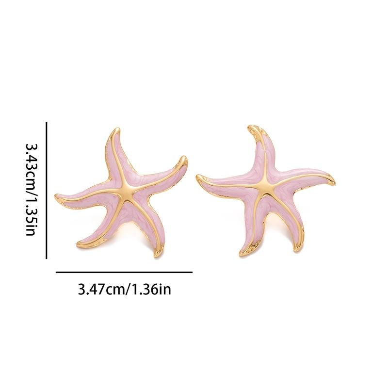 Colored Dripping Oil Starfish Star Titanium Steel Earrings Enamel Gold-Plated High Quality Earrings Beach Jewelry Gifts
