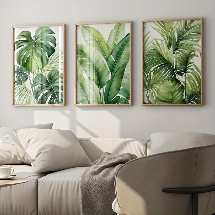 3pcs/set Tropical Watercolor Leaf Plant Canvas Prints Banana Palm Leaf Wall Art Posters for Modern Spring Beach House Home Decor