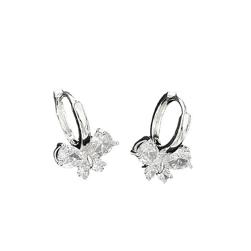 Корейские серьги-пряжки с бабочками из циркония для женщин, простые серьги-гвоздики в виде животных, подарок на день рождения, свадьбу, ювелирные изделия