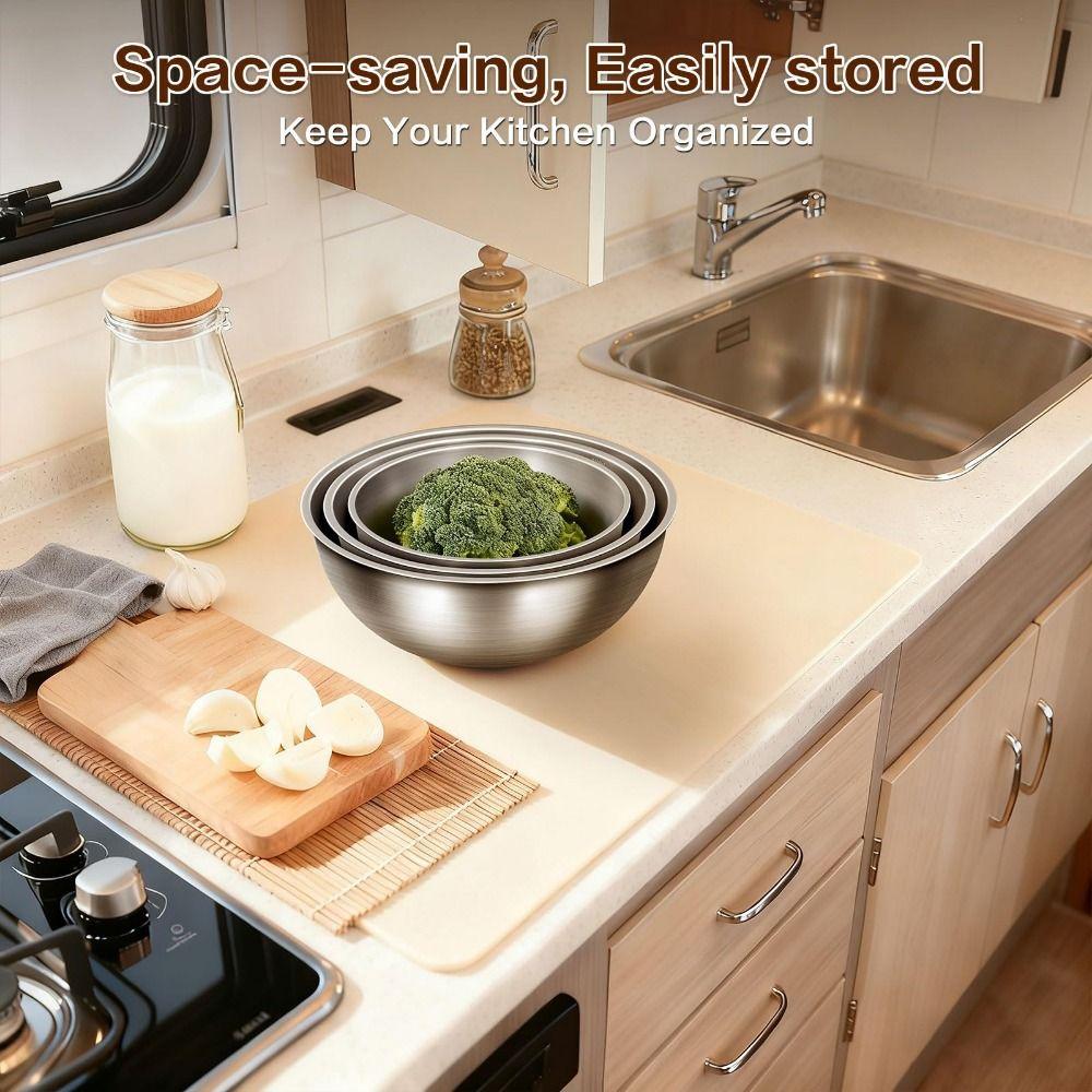 3Pcs Large Capacity Mixing Bowls Stackable Baking Food Storage Containers Cooking