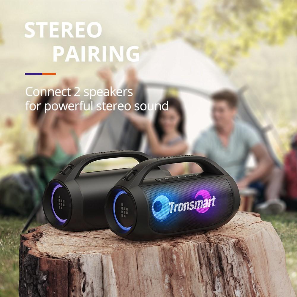 Восстановленная Bluetooth-колонка для вечеринок Tronsmart Bang SE, 3 режима подсветки, 24 часа воспроизведения, водонепроницаемость IPX6 - Черный
