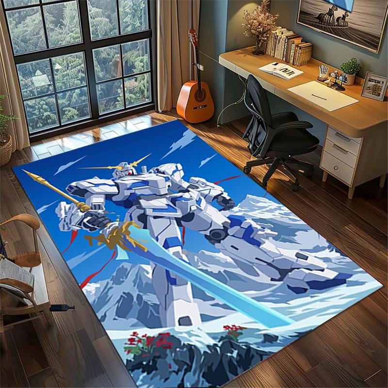 Non Slip Gundam Carpet Large Washable Area Rug for Gamer Room Bedroom Decor