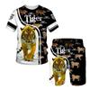 New Summer Men's Sets Shorts Outfits 3D Tiger Printed Short Sleeve T-shirt Two Pieces Casual Tracksuit Oversized Beach Sportwear
