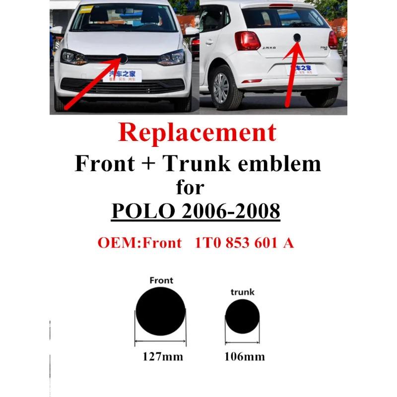 BGB1 GOLF 4 5 6 7 Hot 2026 For VW VOLKSWAGEN 2PCS Replacement Car Front Grill Badge Rear Trunk Lid Emblem Logo Car Styling For Polo 6