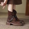 Осенние полые ботинки Maillard до середины икры, ковбойские сапоги в западном стиле, ретро женские сапоги
