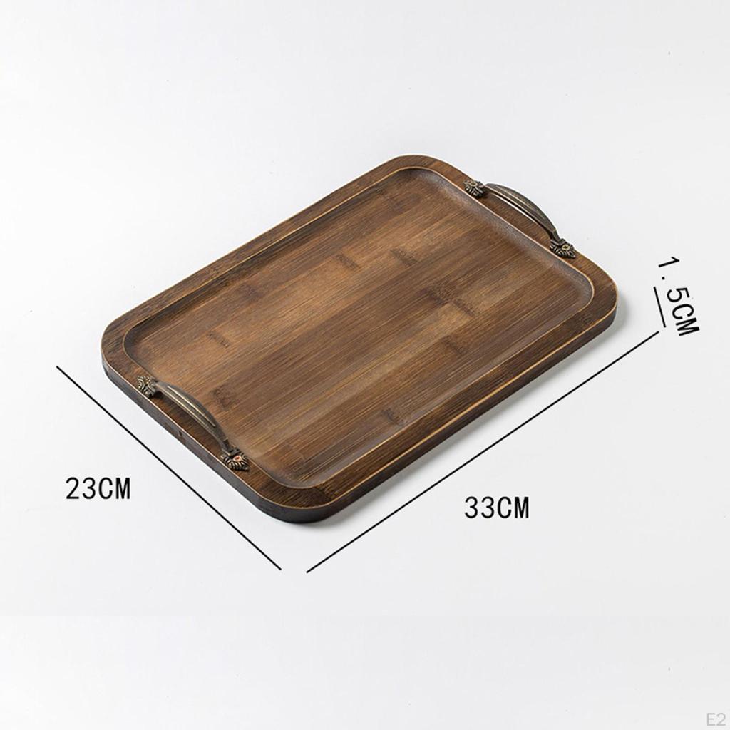 Сервировочный поднос для кофе, столовой, ужина, кухни с ручками, столовая из бамбука