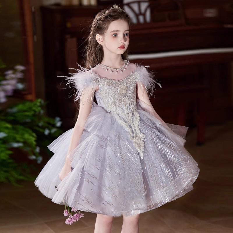 Girls Formal Dress Kids Luxury Princess Gown Piano Performance Host Party