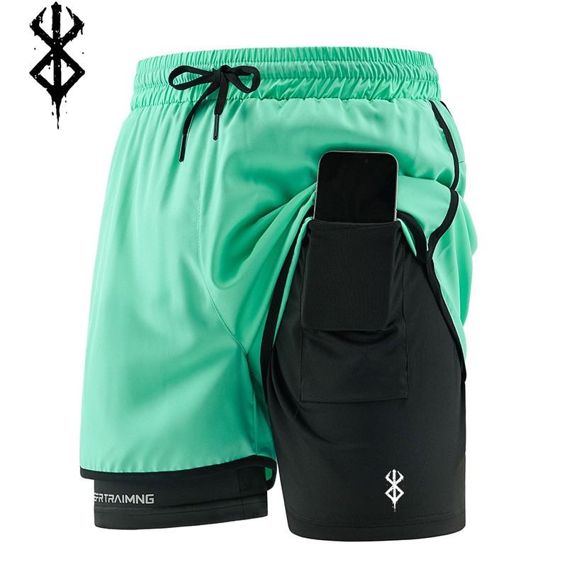 Men Summer Shorts Running Sports 2 in 1 Quick Dry Workout Training Gym Fitness Jogging Shorts Pants