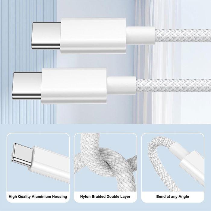 3 Câble USB-C vers USB-C 60W - E.F.Connection - pour iPhone 17 Pro Max iPhone 17 16 15 - 1M Charge Rapide