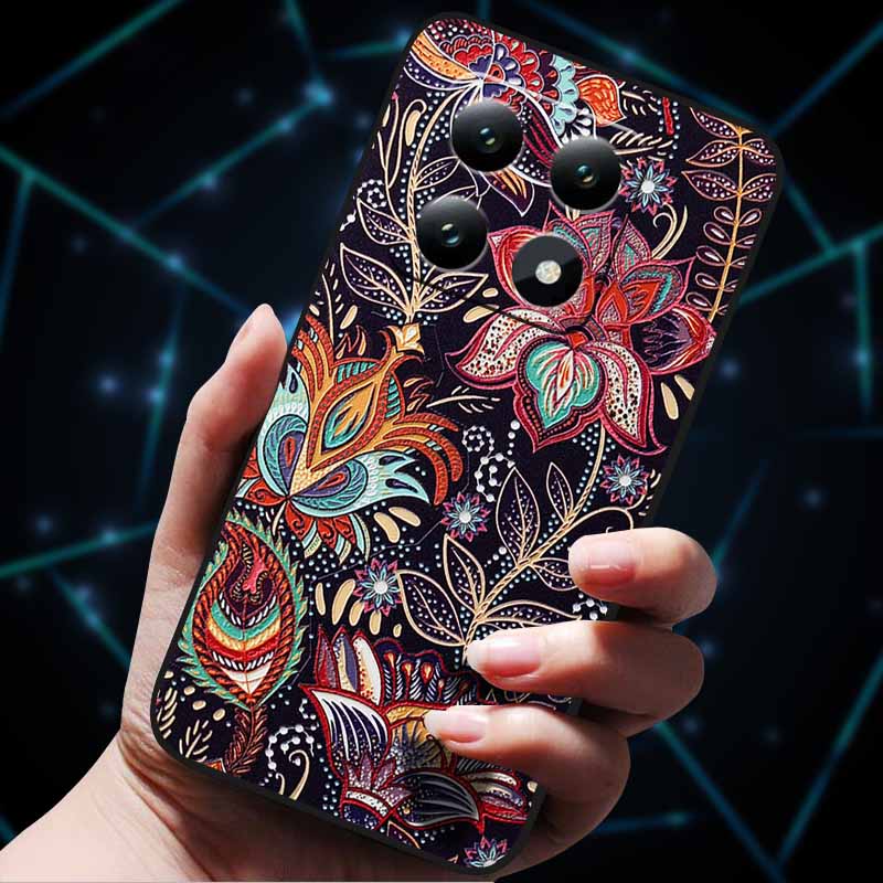 3D Flowers Emboss Fundas For Xiaomi 14T Pro 5G Case Soft Silicone Phone Cases for Xiaomi 14T 5G Back Covers Shell Mi 14T Pro Bag