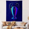 Rainbow Trophy Design On Dark Blue Patterned Tapestry Home Decor, Suitable for Bedroom and Living Room, Gift