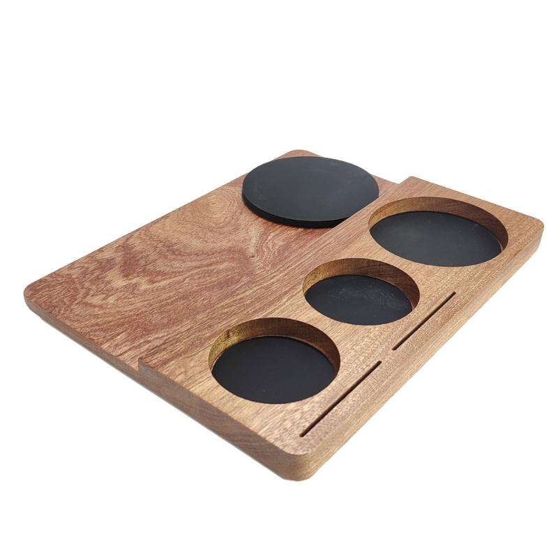 Wood Coffee Tamper Holder Wood Tamping Stand Espresso Tamping Station Coffee Tool Rack Wood Material for Coffee Lovers